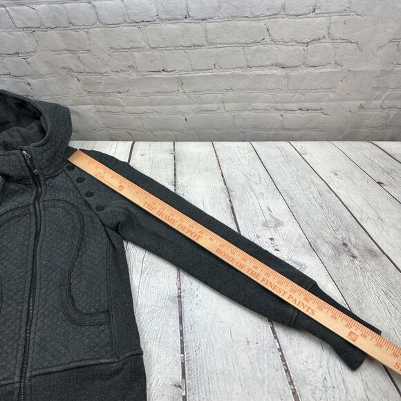 Lululemon Special Edition Women's Gray Quilted Full Zip Scuba Jacket Hooded sz 2 - Picture 13 of 15